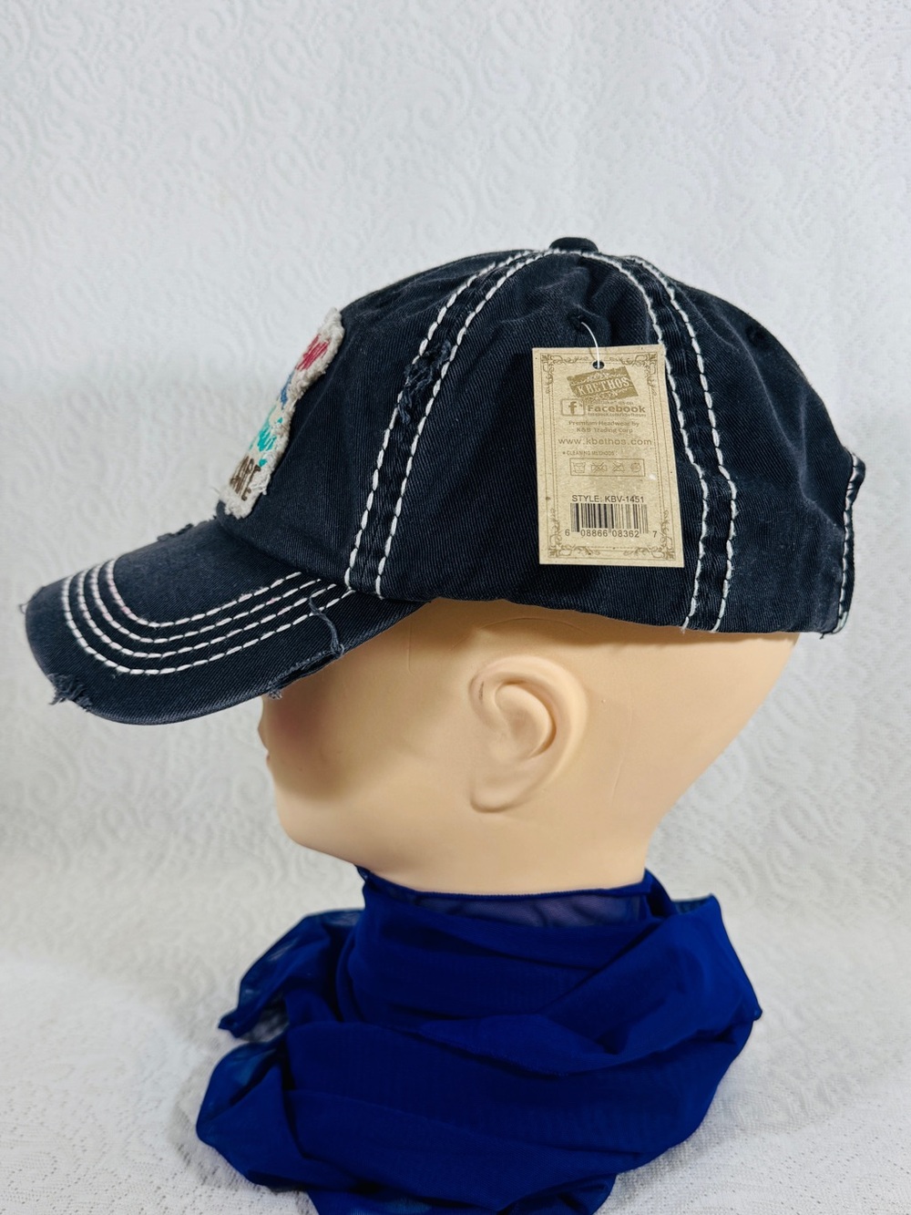 New women 'Camping Hair Don't Care' Black Baseball Cap Hat - Picture 3 of 5